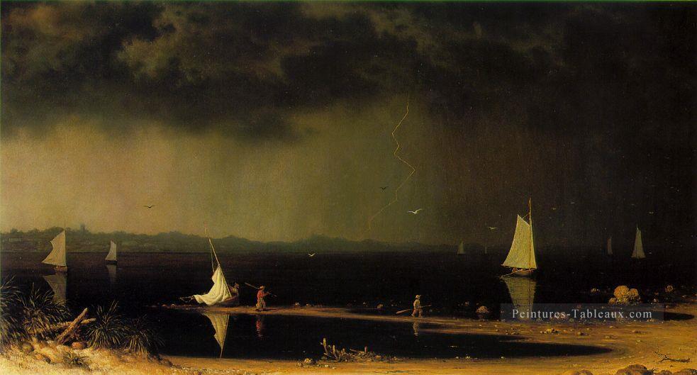 Thunder Storm sur la baie de Narragansett ATC romantique Martin Johnson Heade Peintures à l'huile